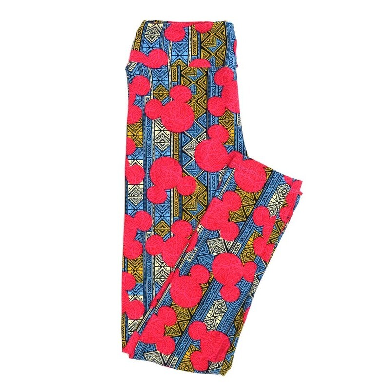 LuLaRoe One Size OS Disney Mickey Mouse Southwestern Diamond Triangle Stripe Leggings fits Adult sizes 2-10 for women 4510-B5