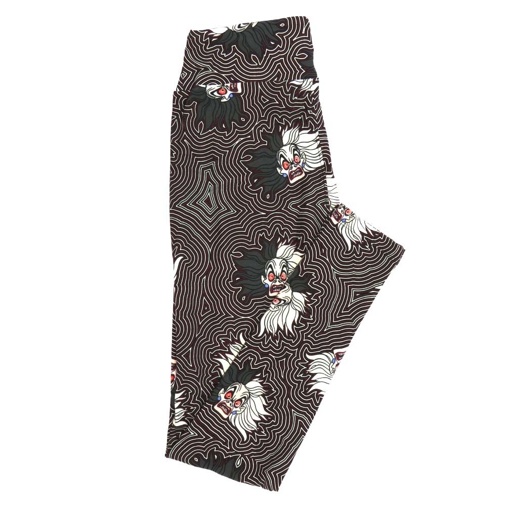 LuLaRoe One Size OS Disney 101 Dalmations Cruella de Vil Enraged Maze Geometric Leggings fits Adult sizes 2-10 for women 4514-I