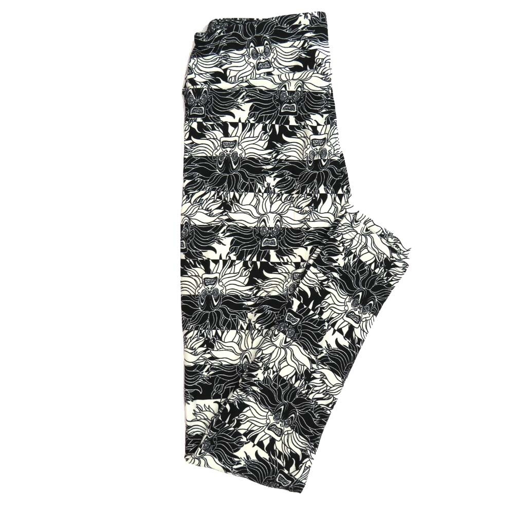 LuLaRoe One Size OS Disney 101 Dalmations Cruella de Vil Enraged Stripe Black White Leggings fits Adult sizes 2-10 for women 4514-C2