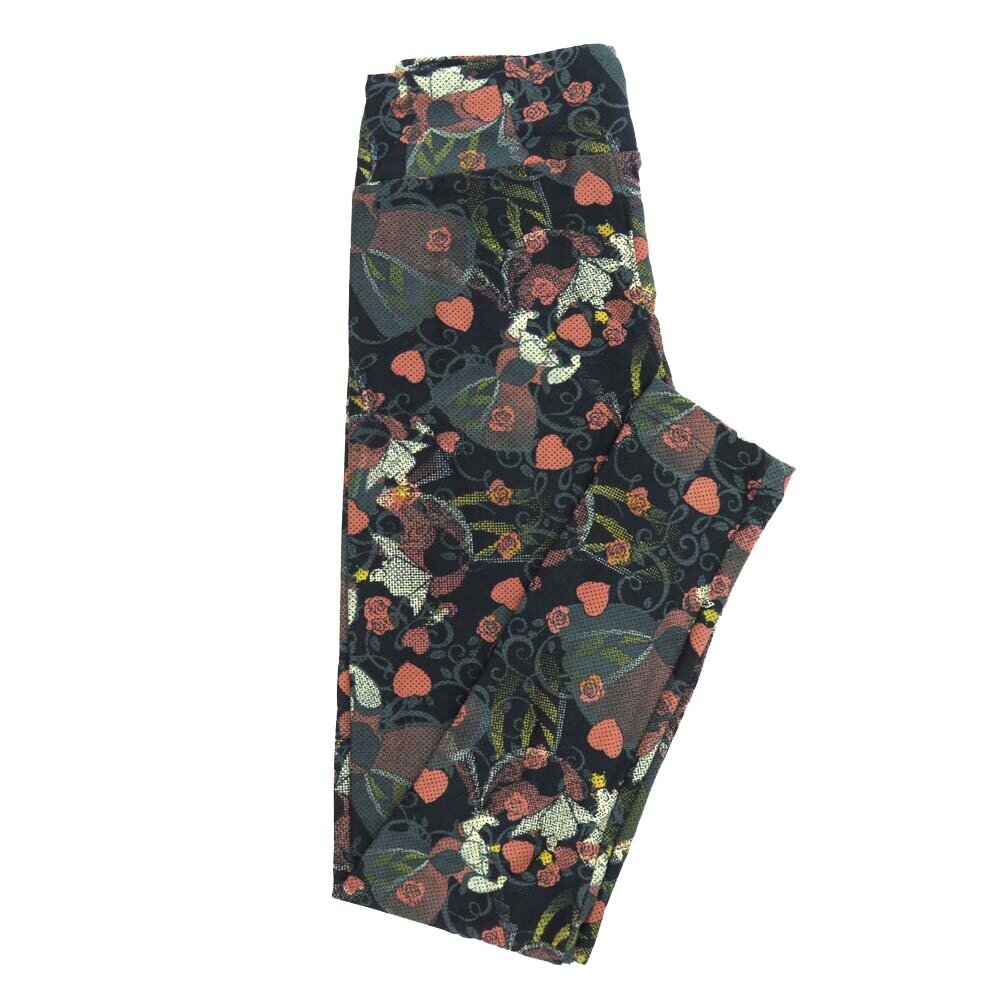 LuLaRoe One Size OS Disney Alice in Wonderland Queen of Hearts Micro Polka Dot Leggings fits Adult sizes 2-10 for women 4513-T8