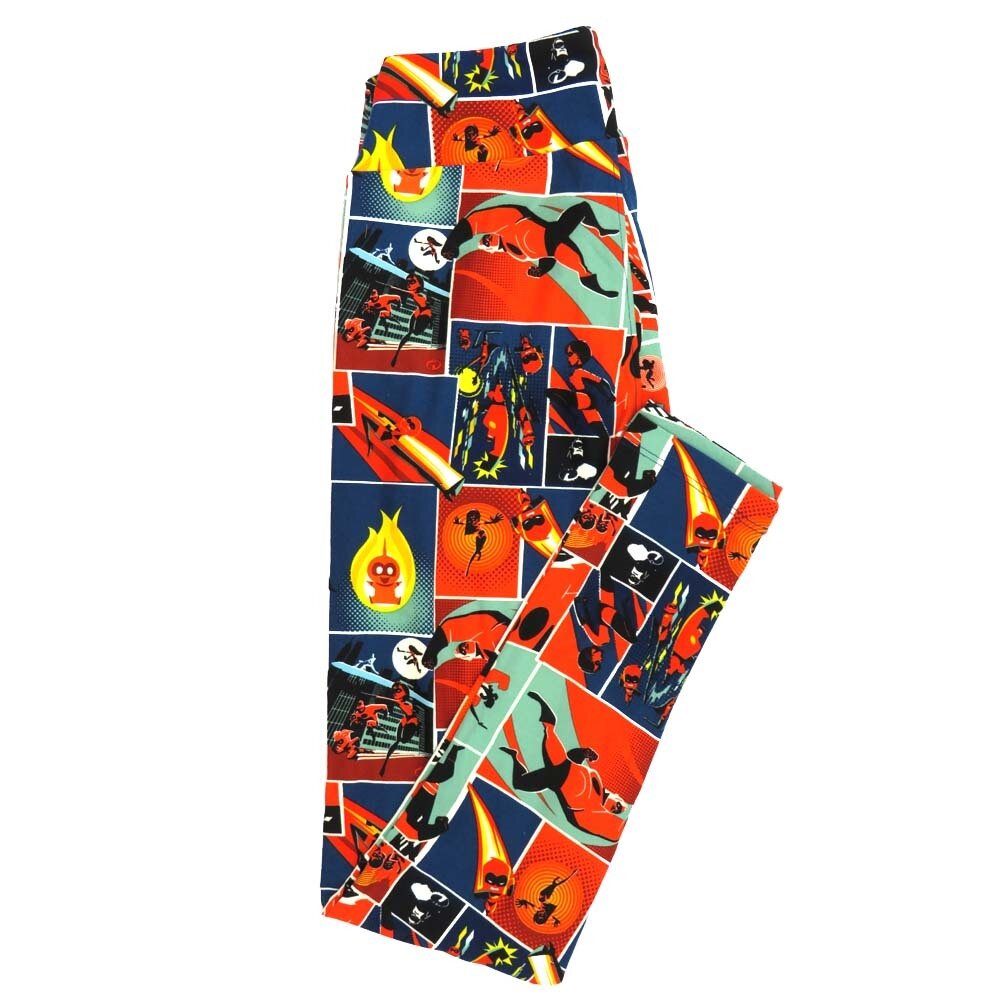 LuLaRoe One Size OS Disney Incredibles Family Windowpane Leggings fits Adult sizes 2-10 for women 4512-D