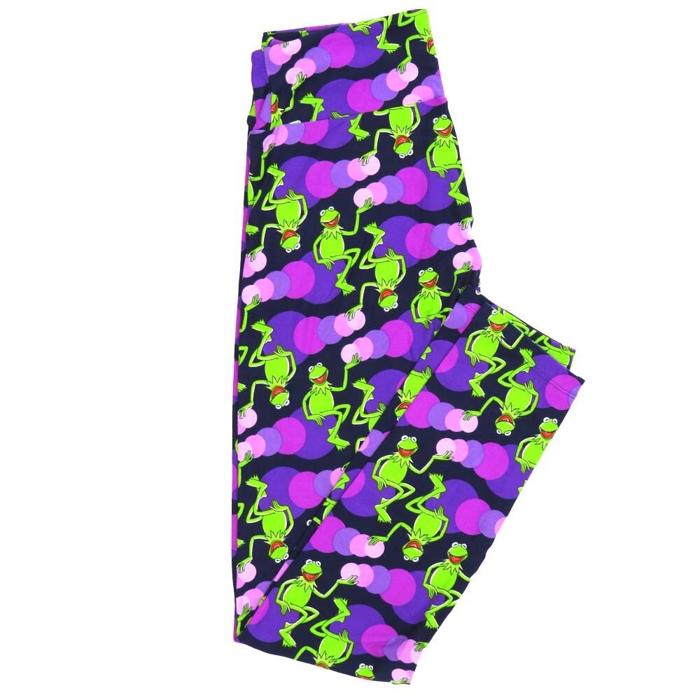 LuLaRoe One Size OS Disney Muppets Kermit Frog Bubbles Leggings fits Adult sizes 2-10 for women 4511-F