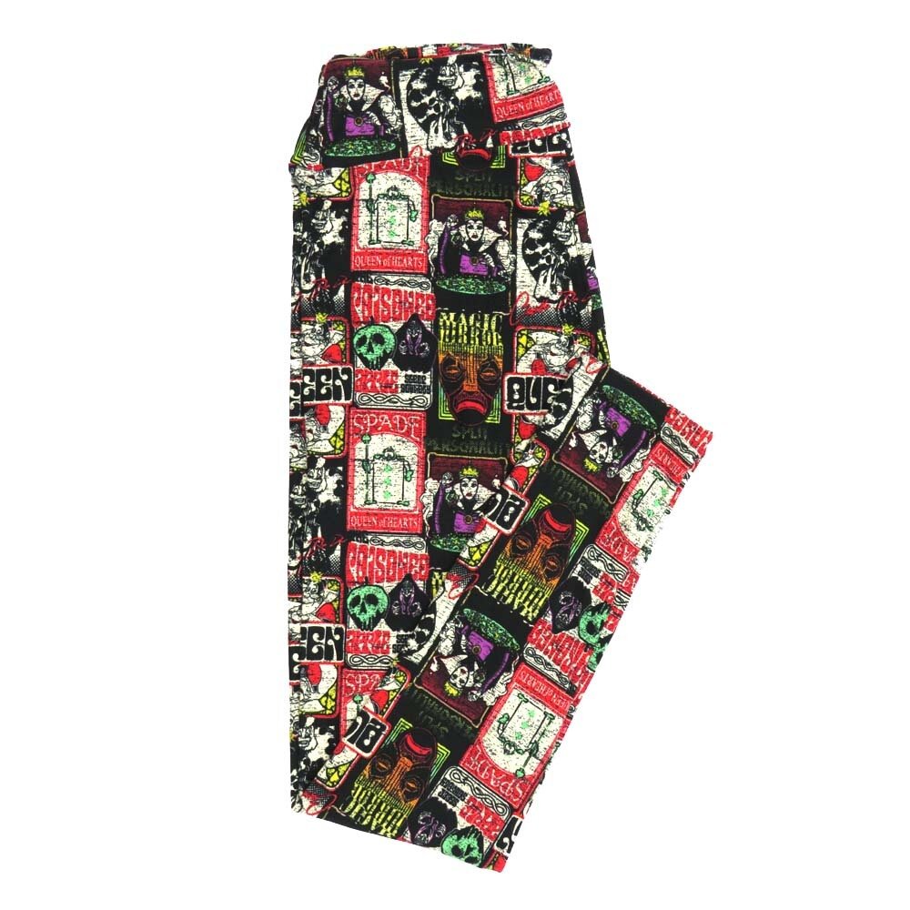LuLaRoe One Size OS Disney Evil Queens Cruella de Vil Maleficent Queen of Hearts Leggings fits Adult sizes 2-10 for women 4309-ZK