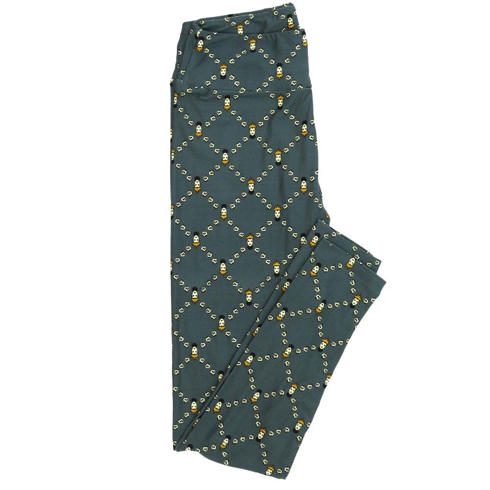 LuLaRoe One Size OS Disney Sleeping Beauty Evil Queen Skulls Polka Dot Grid Leggings fits Adult sizes 2-10 for women 4309-ZF