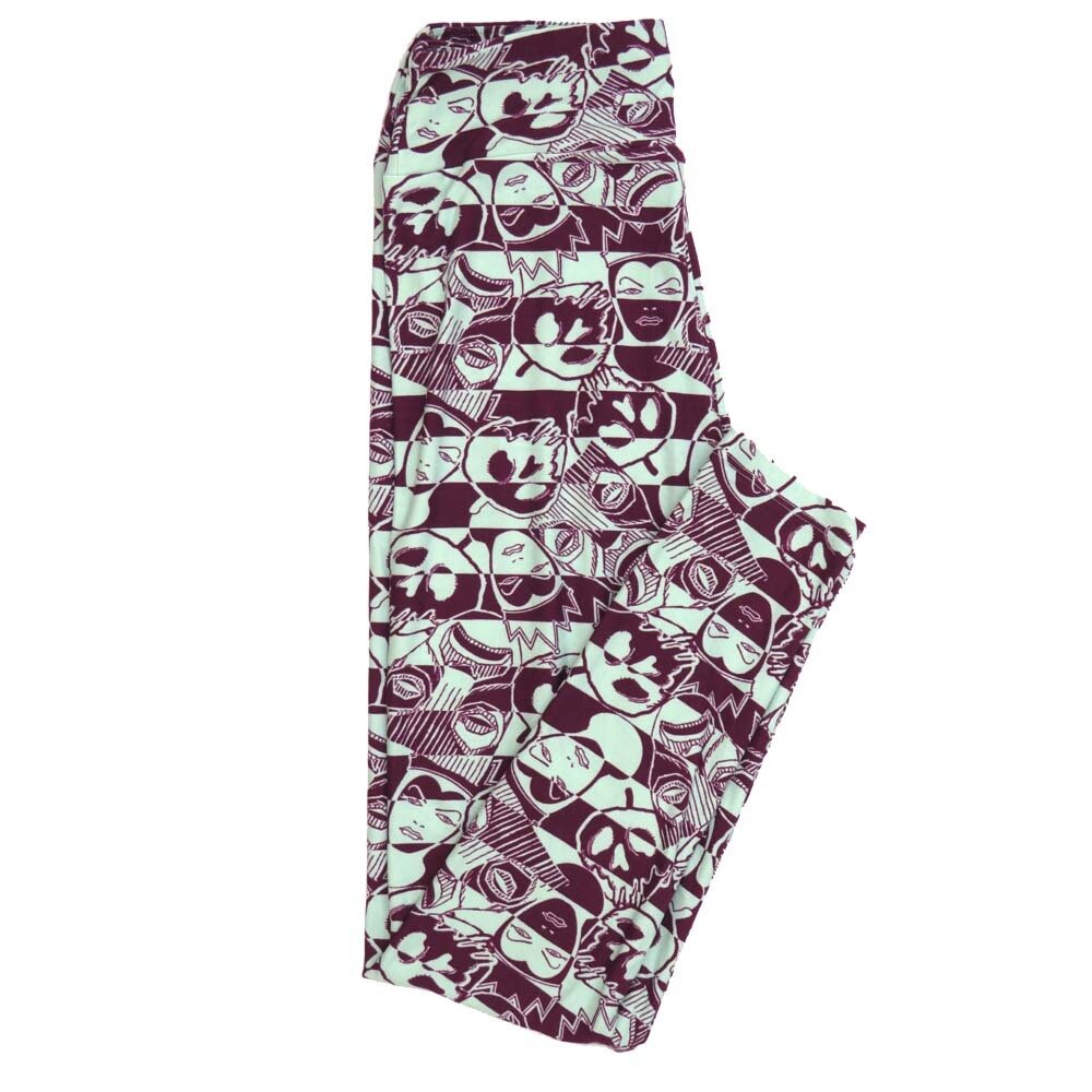LuLaRoe One Size OS Disney Sleeping Beauty Evil Queen Magic Mirror Skull Striped Leggings fits Adult sizes 2-10 for women 4309-ZC