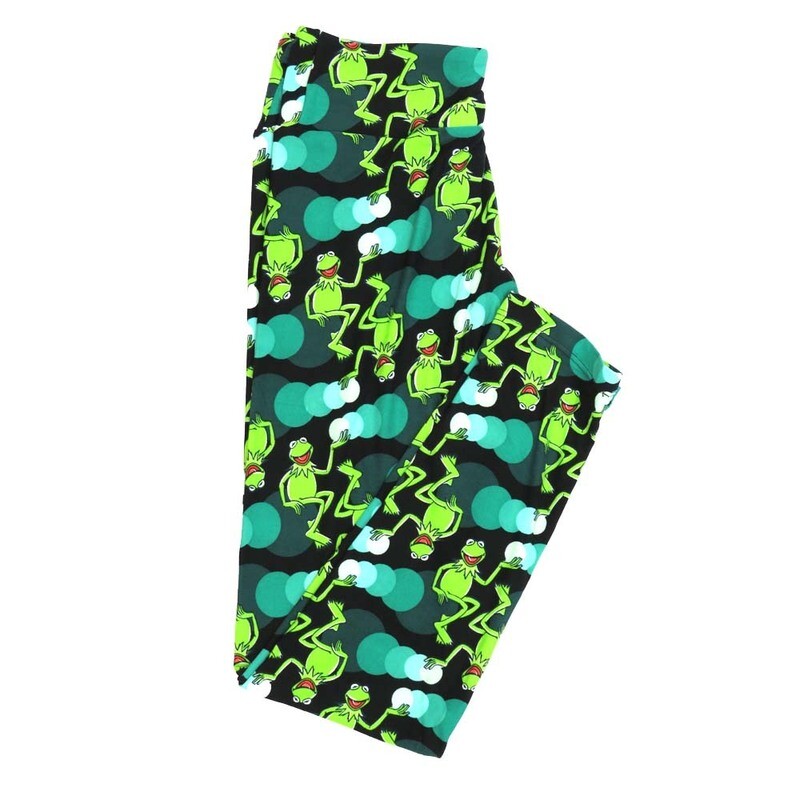 LuLaRoe One Size OS Disney Muppets Kermit Frog Bubbles Leggings fits Adult sizes 2-10 for women 4511-G
