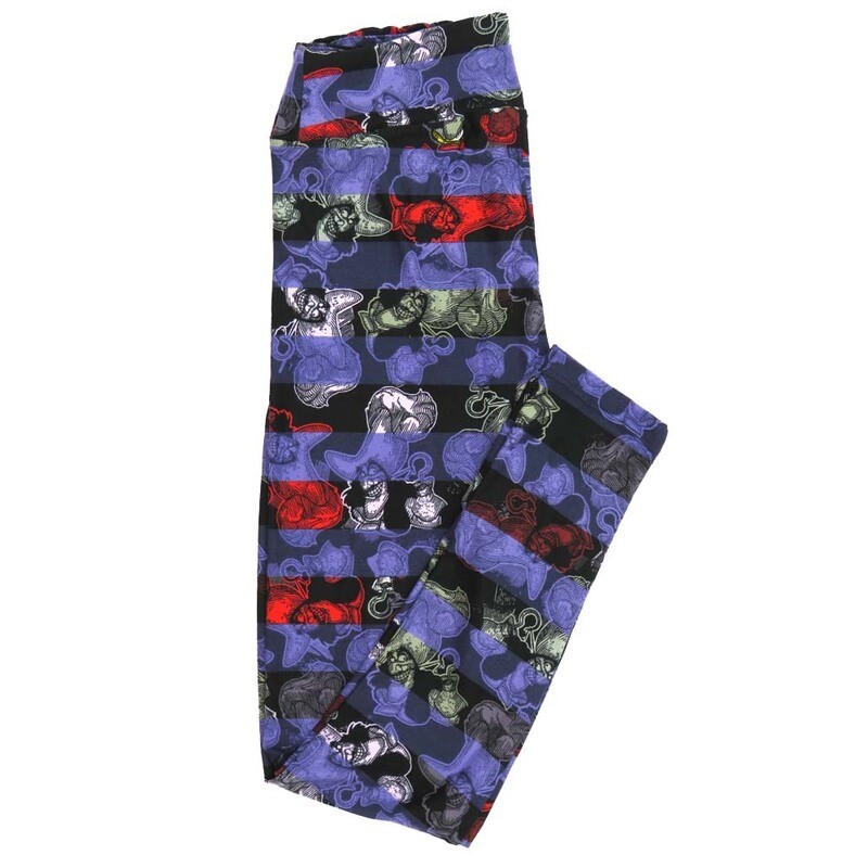 LuLaRoe One Size OS Disney Peter Pans Captain Hook Grinning Striped Leggings fits Adult sizes 2-10 for women 4513-O2