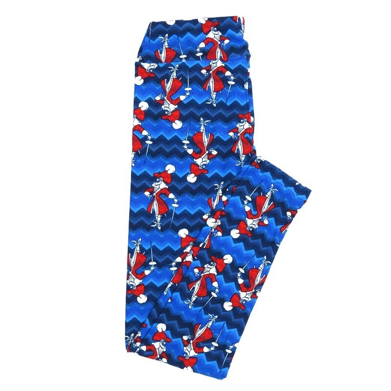 LuLaRoe One Size OS Disney Peter Pans Captain Hook Grinning Zig Zag Striped Leggings fits Adult sizes 2-10 for women 4513-Q