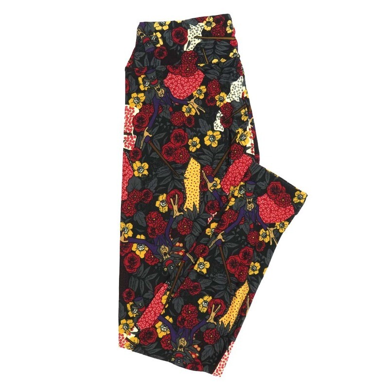 LuLaRoe One Size OS Disney Princess and the Frog Dr Facilier Shadowman Floral Leggings fits Adult sizes 2-10 for women 4514-O3