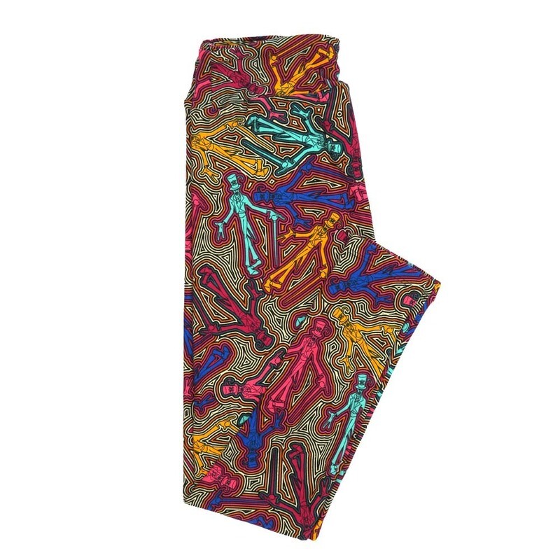 LuLaRoe One Size OS Disney Princess and the Frog Dr Facilier Shadowman Maze Geometric Leggings fits Adult sizes 2-10 for women 4514-N2
