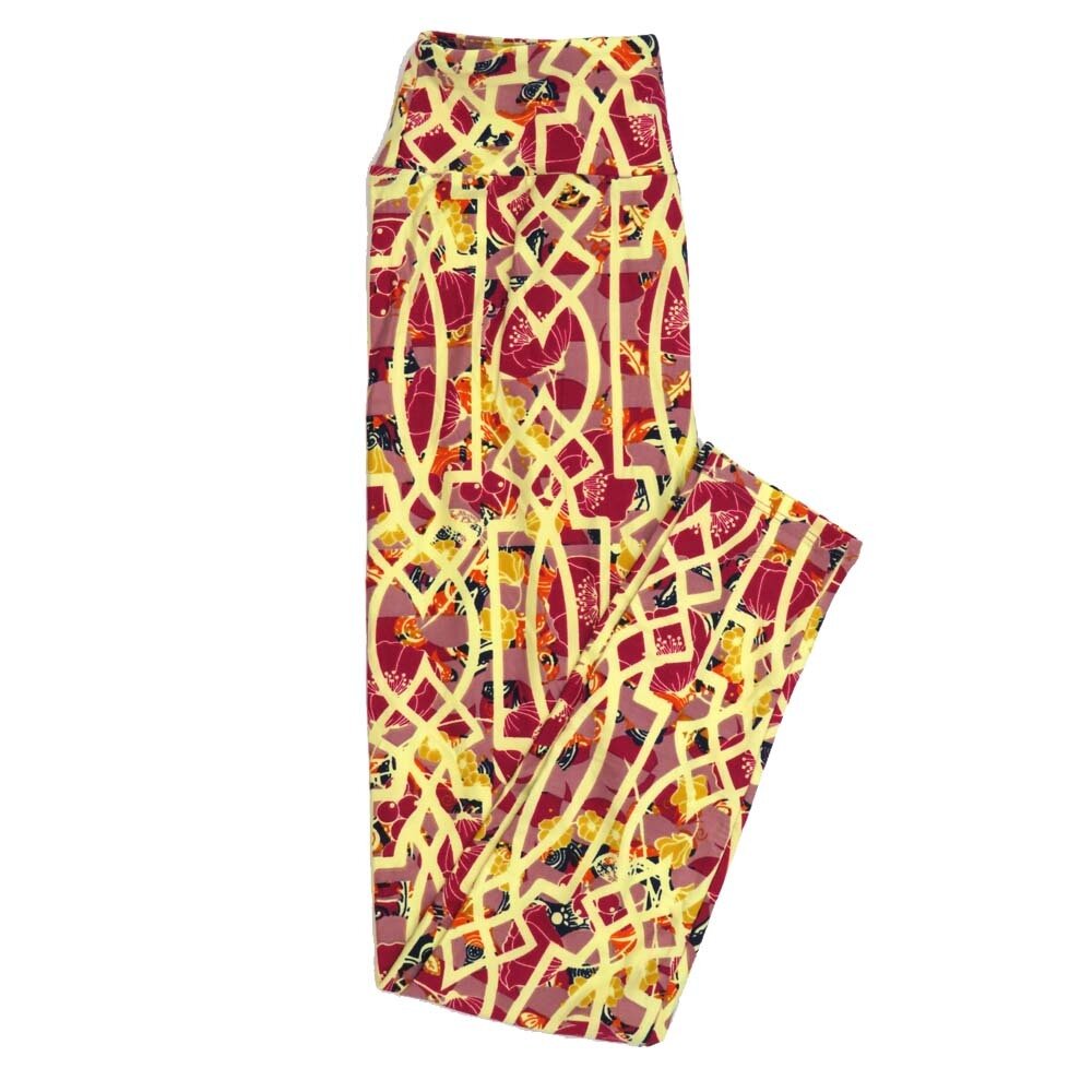 LuLaRoe One Size OS Floral Geometric Leggings fits Adult sizes 2-10 for Women OS-4407-R