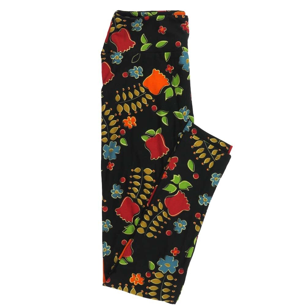 LuLaRoe One Size OS Flowers Mix Leggings fits Adult sizes 2-10 for Women OS-4407-P
