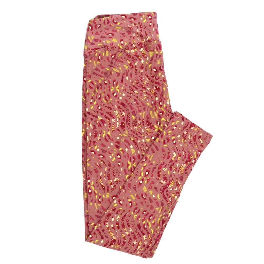 LuLaRoe One Size OS Floral Wavy Stripe Geometric Blend Leggings fits Adult sizes 2-10 for Women OS-4407-K