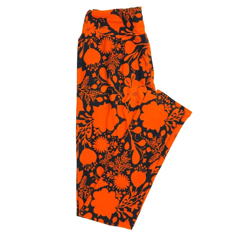 LuLaRoe One Size OS Floral Red Black Leggings fits Adult sizes 2-10 for Women OS-4407-H