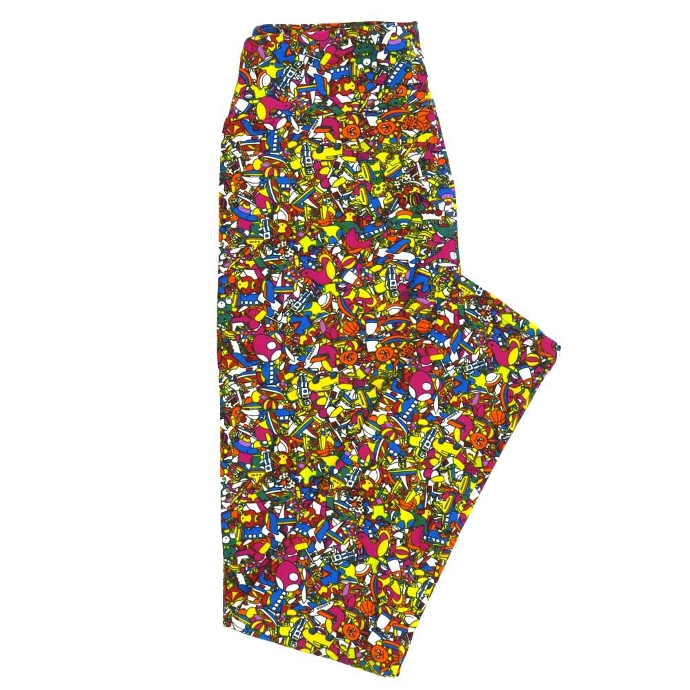 LuLaRoe One Size OS Christams Holiday toys Bears Cubes Planes Leggings fits Adult sizes 2-10 for Women OS-4406-S
