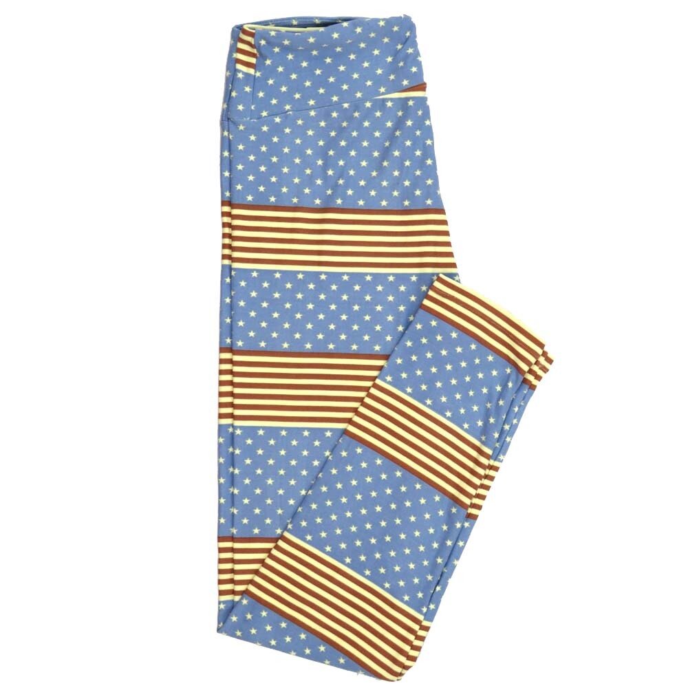 LuLaRoe One Size OS Americana USA Flag Stars Stripes Red White Blue Leggings fits Adult sizes 2-10 for Women OS-4406-O