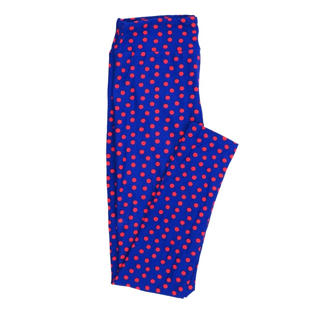 LuLaRoe One Size OS Polka Dot Blue Red Leggings fits Adult sizes 2-10 for Women OS-4406-N