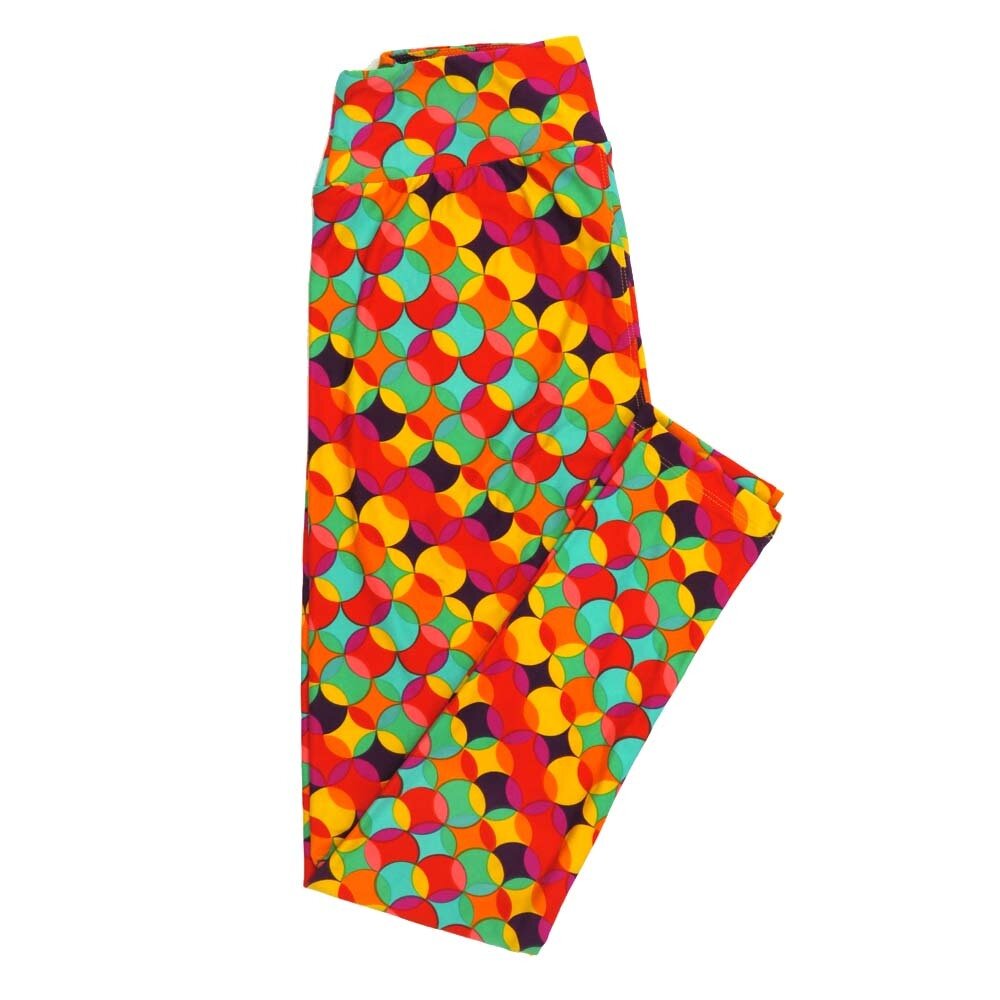 LuLaRoe One Size OS Trippy Overlapping Polka Dots Circles Leggings fits Adult sizes 2-10 for Women OS-4406-G