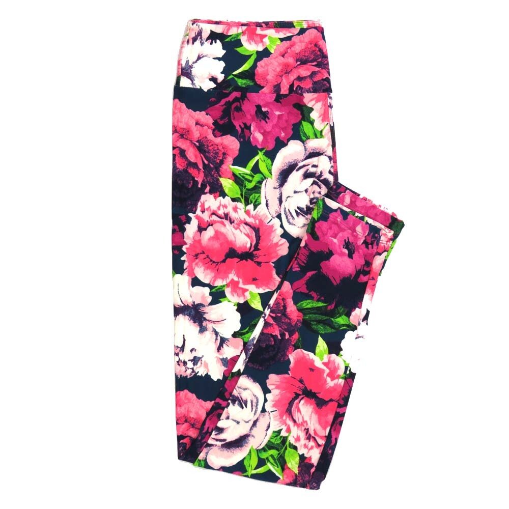 LuLaRoe One Size OS Peony Flowers Floral Leggings fits Adult sizes 2-10 for Women OS-4406-E5-369226