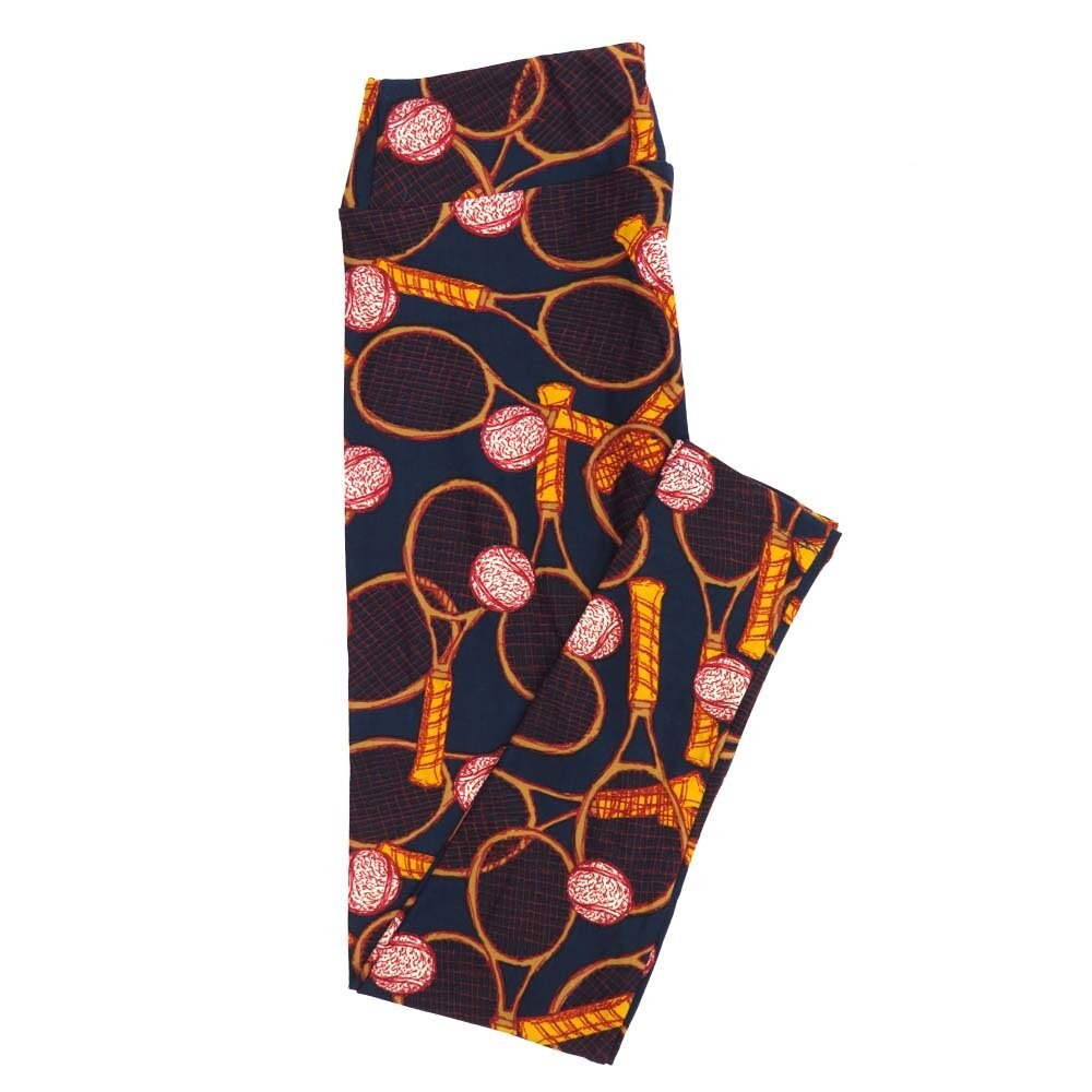 LuLaRoe One Size OS Tennis Racquets Balls Leggings fits Adult sizes 2-10 for Women OS-4396-ZM