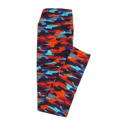 LuLaRoe One Size OS Geometric Abstract Pattern Red Black Blue Leggings fits Adult sizes 2-10 for Women OS-4396-E