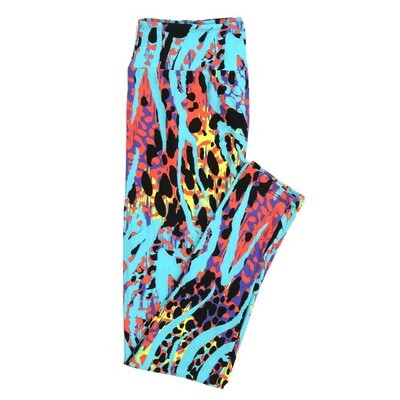 LuLaRoe One Size OS Geometric Abstract Paint Drops Faux Animal Leggings fits Adult sizes 2-10 for Women OS-4400-B4-493010