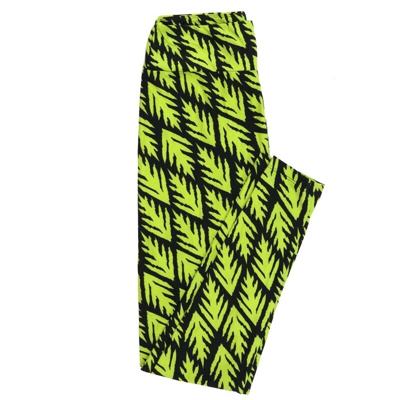 LuLaRoe One Size OS Geometric Fern Leaves Leggings fits Adult sizes 2-10 for Women OS-4396-V