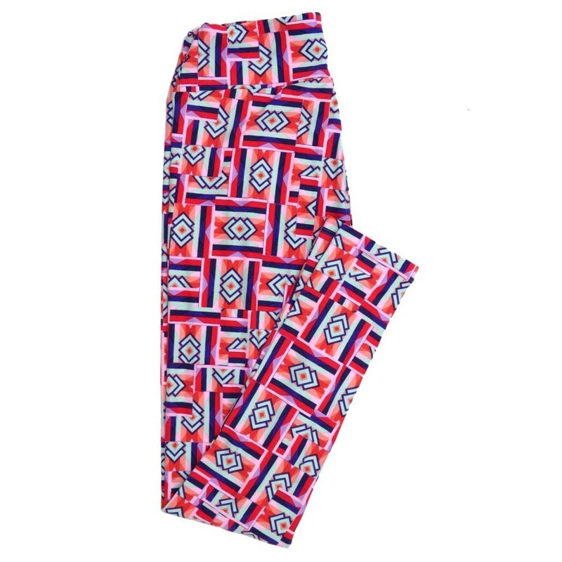 LuLaRoe One Size OS Geometric Diamond Patchwork Leggings fits Adult sizes 2-10 for Women OS-4396-L