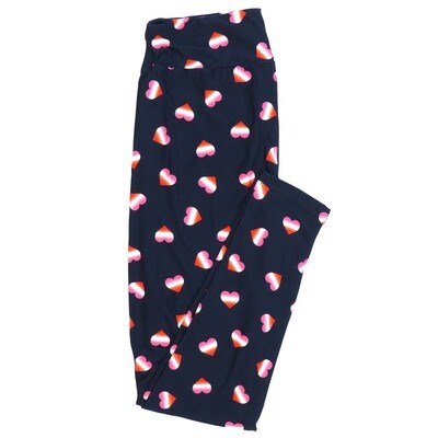 LuLaRoe One Size OS Valentines Gradient Hearts Navy Pink White Leggings fits Adult sizes 2-10 for Women OS-4396-ZD