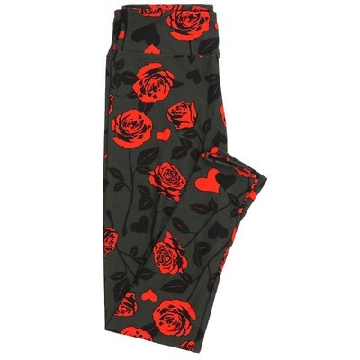 LuLaRoe One Size OS Roses Hearts Valentines Leggings fits Adult sizes 2-10 for Women OS-4396-ZC