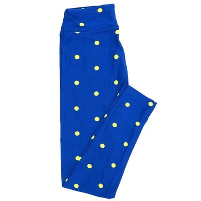 LuLaRoe One Size OS Polka Dot Blue Yellow Leggings fits Adult sizes 2-10 for Women OS-4406-M