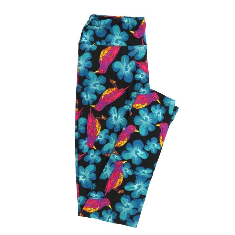 LuLaRoe One Size OS Birds Hibiscus Flowers Leggings fits Adult sizes 2-10 for Women OS-4396-ZU2