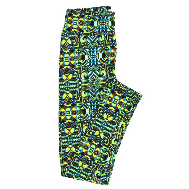 LuLaRoe One Size OS Trippy Patchwork Geometric Leggings fits Adult sizes 2-10 for Women OS-4406-J