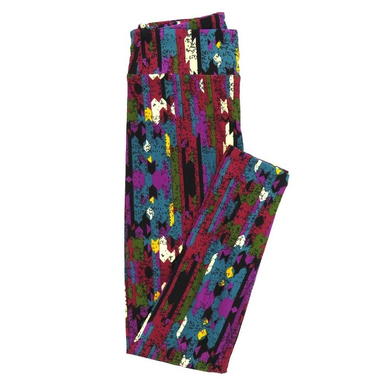 LuLaRoe One Size OS Stripe Diagonal Gods Eye Southwestern Leggings fits Adult sizes 2-10 for Women OS-4407-ZC