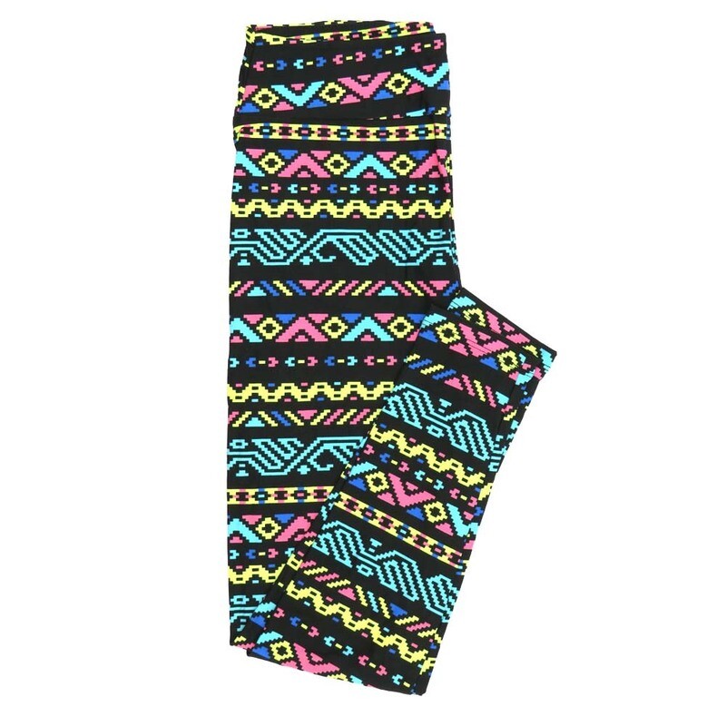 LuLaRoe One Size OS Stripes Pixelated Chevrons Black Green Gray White Leggings fits Adult sizes 2-10 for Women OS-4405-J4-390927