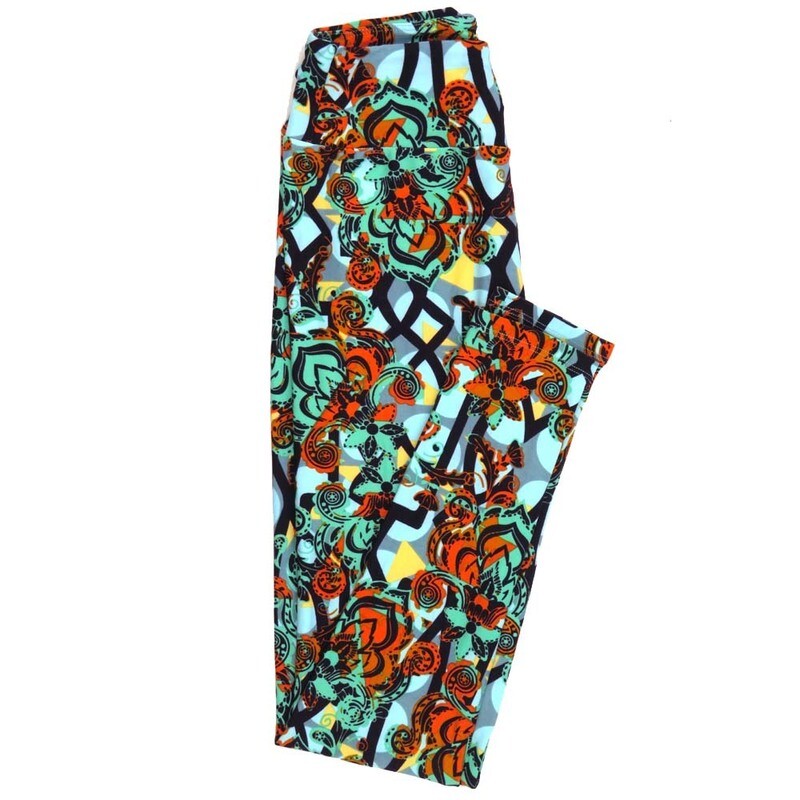LuLaRoe One Size OS Fleur de Lis Paisley Ornate Floral Leggings fits Adult sizes 2-10 for Women OS-4396-ZZZ