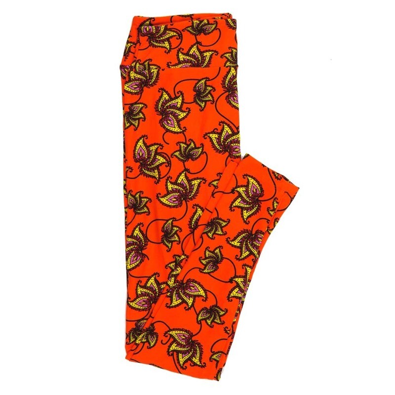 LuLaRoe One Size OS Paisley Floral Leggings fits Adult sizes 2-10 for Women OS-4396-ZY