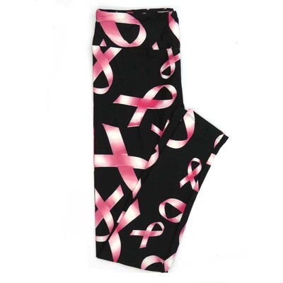 LuLaRoe One Size OS Breast Cancer Awareness Ribbons Leggings fits Adult sizes 2-10 for Women OS-4396-ZE