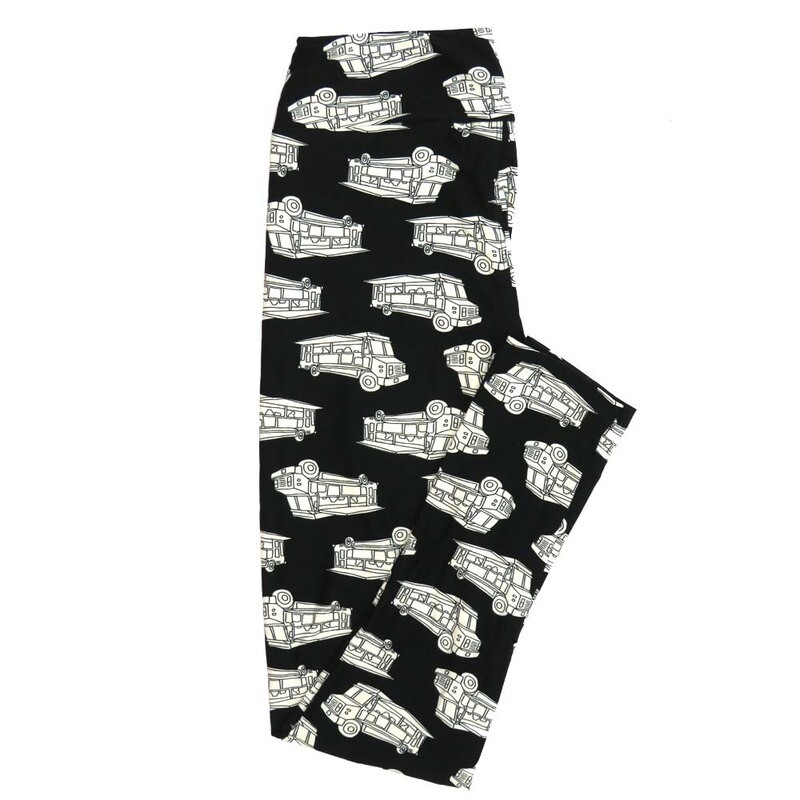 LuLaRoe One Size OS Food Trucks Black White Leggings fits Adult sizes 2-10 for Women OS-4396-ZG