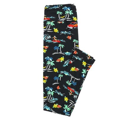 LuLaRoe One Size OS Surfing Palm Trees Waves Vacation Leggings fits Adult sizes 2-10 for Women OS-4396-ZL