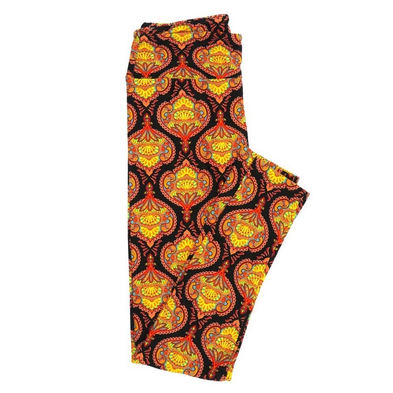LuLaRoe One Size OS Paisley Ornate Floral Leggings fits Adult sizes 2-10 for Women OS-4396-ZZ
