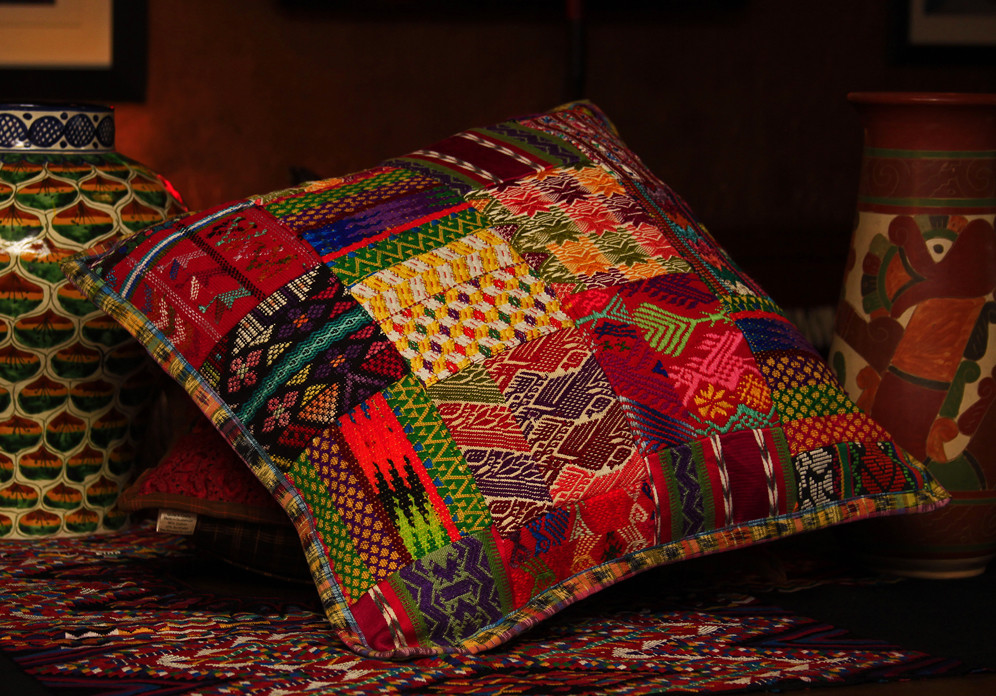 Colorful Mixed Huipile Embroidered Guatemalan Throw Pillow Cover Colorful Mixed Huipile Embroidered Guatemalan Throw Pillow Cover