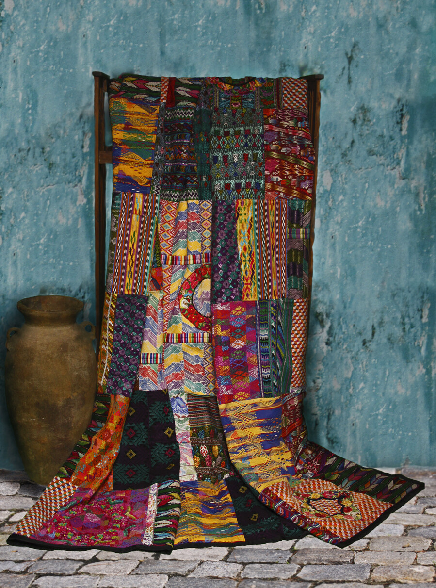Queen-size Mixed Huipile Guatemalan Patchwork Quilt Sets