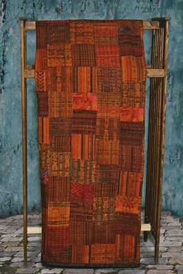 Handmade King-size Rust and Terracotta Guatemalan Patchwork Quilt Set