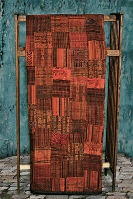 Handmade Queen-size Rust and Terracotta Guatemalan Patchwork Quilt Set