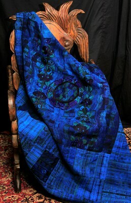 Vivid Blue Embroidered Lap Blanket or Throw