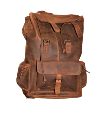 Large Rustic Leather Backpack