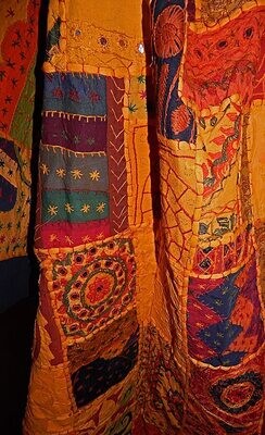 King Size Handmade "Bittersweet" Gujarat Patchwork Tapestry Bedspread
