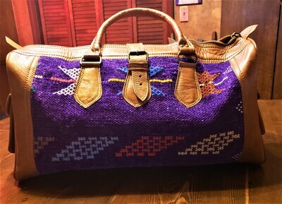 Violet Kilim & Leather Travel Bag