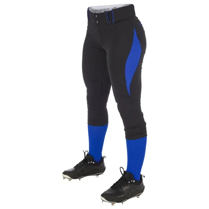 BP28 SOFTBALL PANT, COLOR: BLK/R, Size: YXL